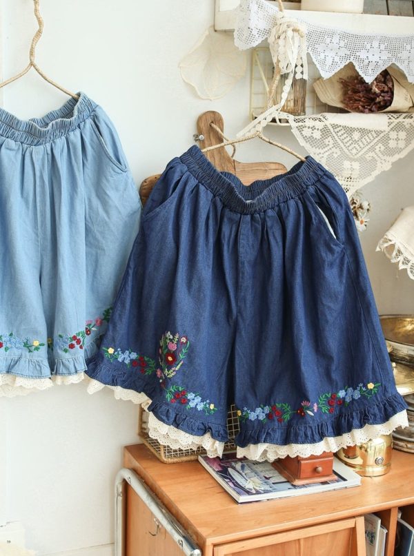 Vittlr Embroidered Denim Shorts