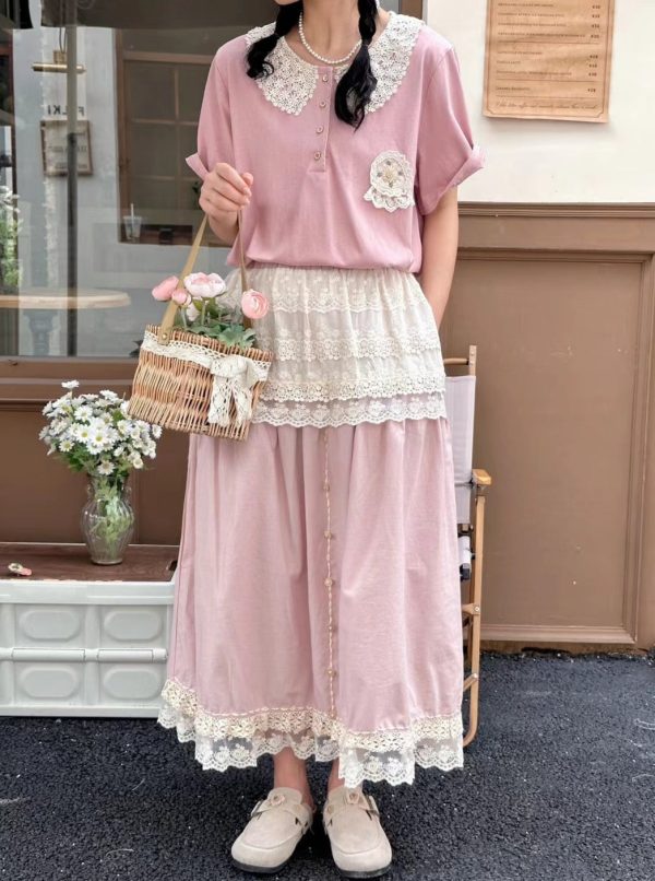 Vittlr Lace Patchwork Skirt