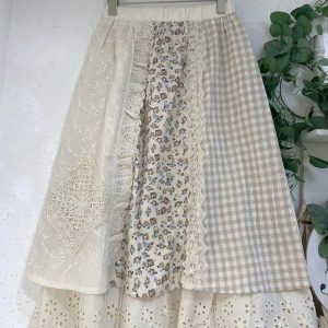 Prairie Style Floral Patchwork Skirt